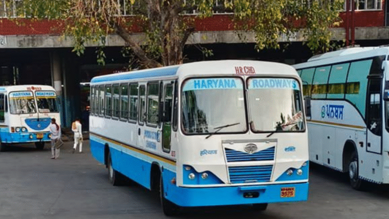 गलत दिशा में चलने पर हरियाणा रोडवेज की बस का किया चालान